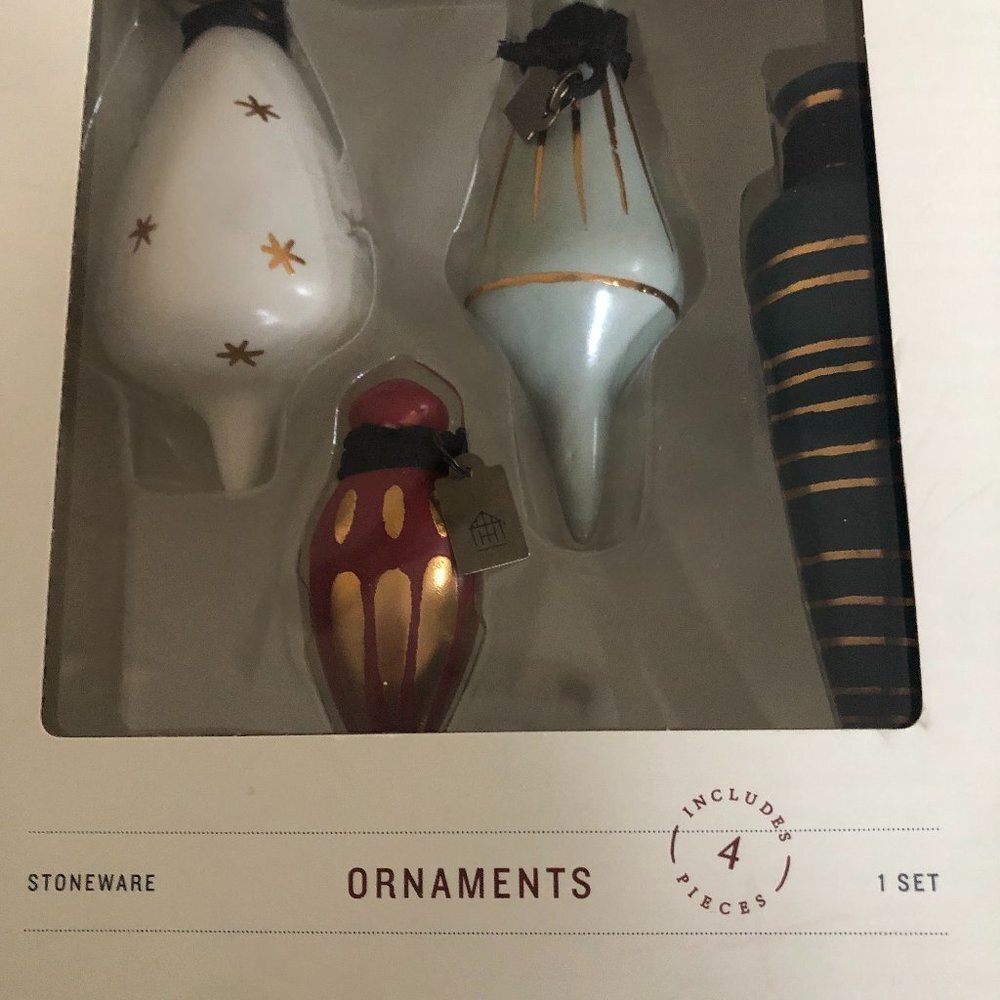 HEARTH & HAND WITH MAGNOLIA STONEWARE SET OF 4 ORNAMENTS NEW IN BOX - Picture 3 of 9
